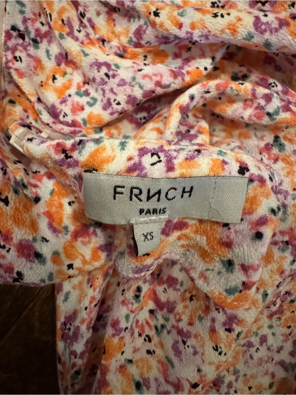 FRNCH Floral Print Blouse in White, Orange & Purple